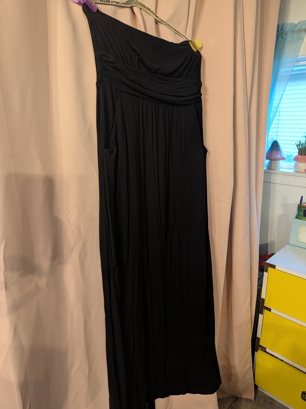 Cynthia Rowley Black One-Shoulder Maxi Dress